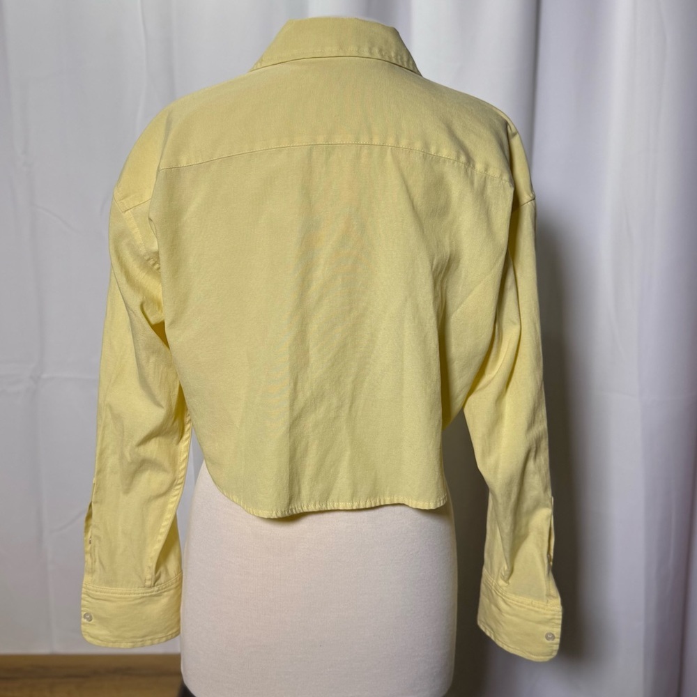 NIA Butter Yellow Gaiac Top Cropped Button Down Relaxed Fit Shirt - Small - Picture 9 of 11